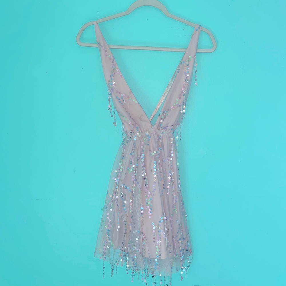 Dusty Pink Sequin Cocktail Dress